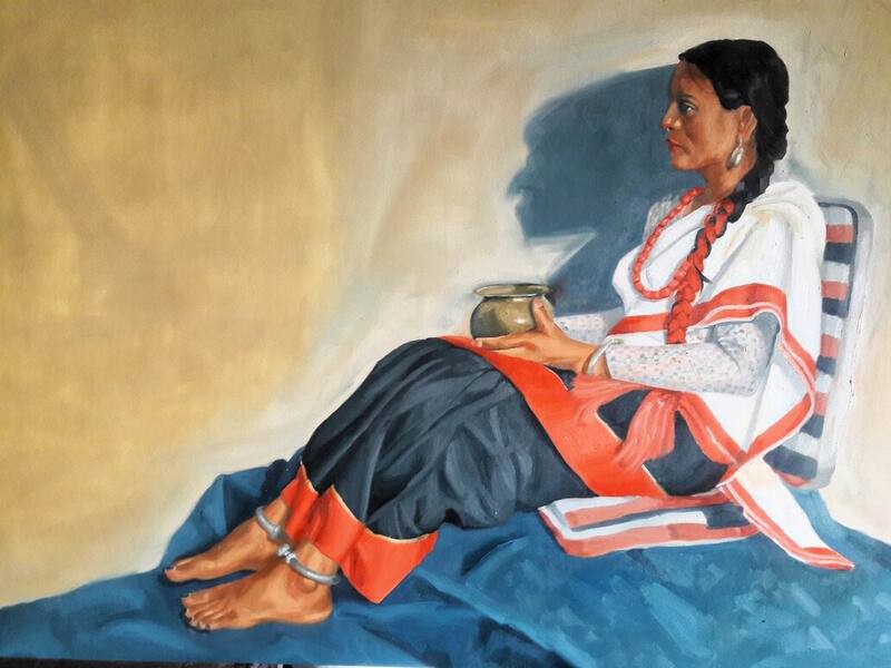 Custom oil painting of a woman in traditional dress — a unique handmade gift by Sanjay Dangi