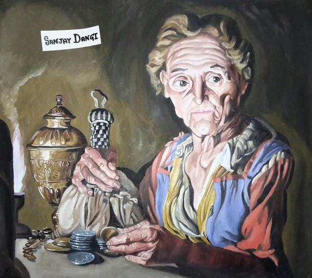 Custom oil painting portrait by Sanjay Dangi