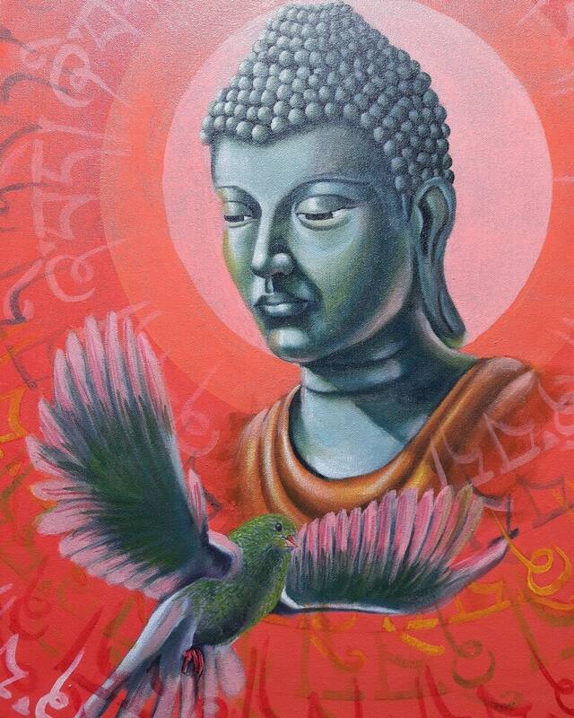 Buddha acrylic painting process by Sanjay Dangi