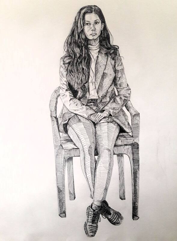 Pencil portrait drawing of a man with glasses in detailed cross-hatching style by Sanjay Dangi